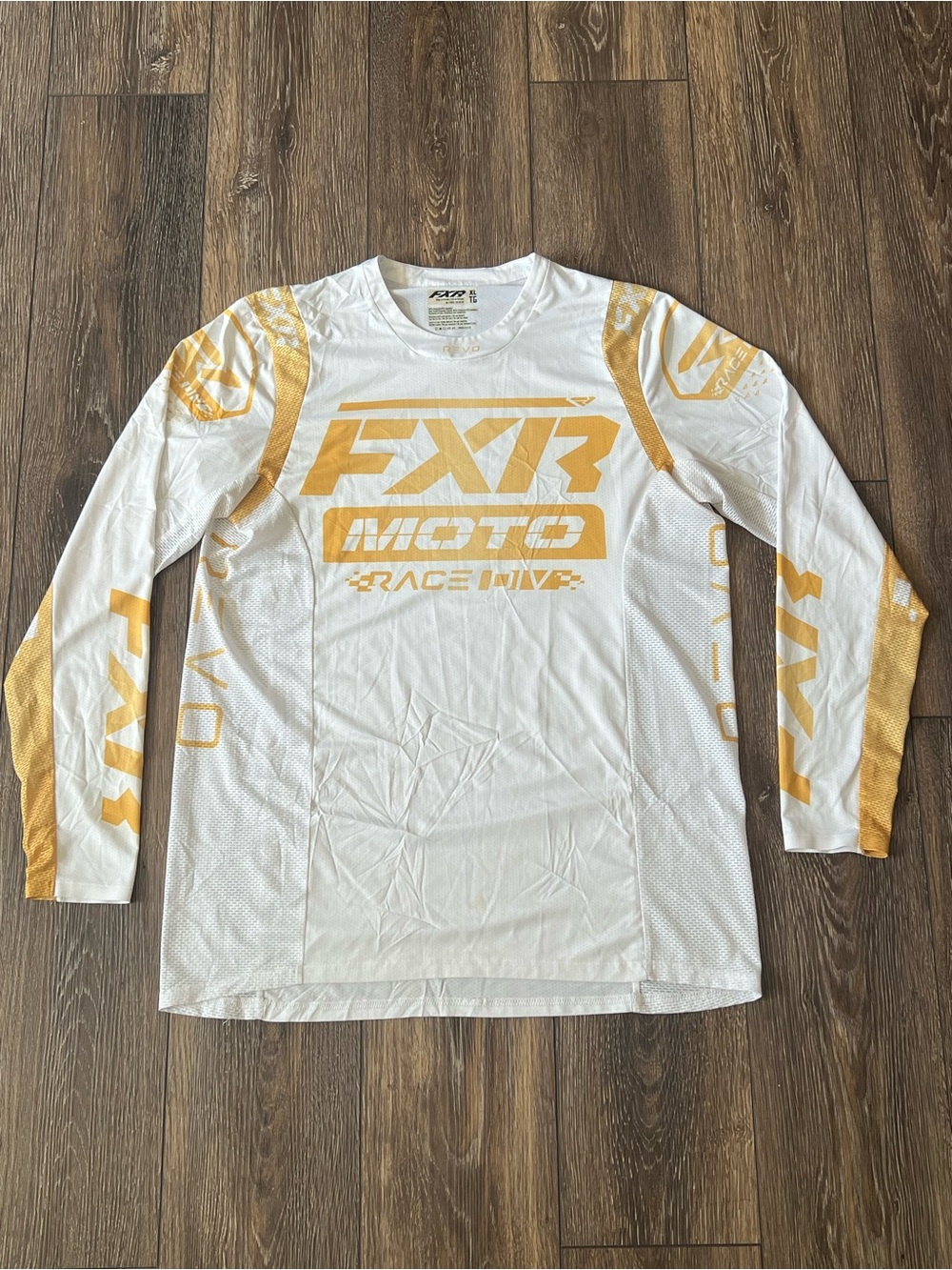 FXR White & Gold Moto Racing Jersey Men’s Size XL